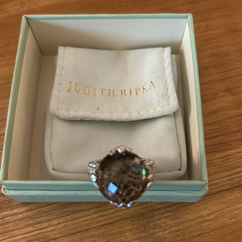 Judith Ripka Smoky Quartz Sterling Silver Ring Size 7
